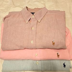 3 Ralph Lauren polo button down men's shirts, sz LARGE.
